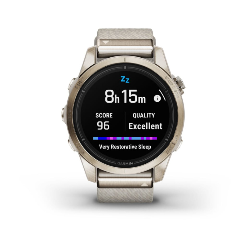 Garmin Epix Pro (Gen 2) - 42 мм SAPPHIRE | Soft Gold with Cream Heathered Nylon Band