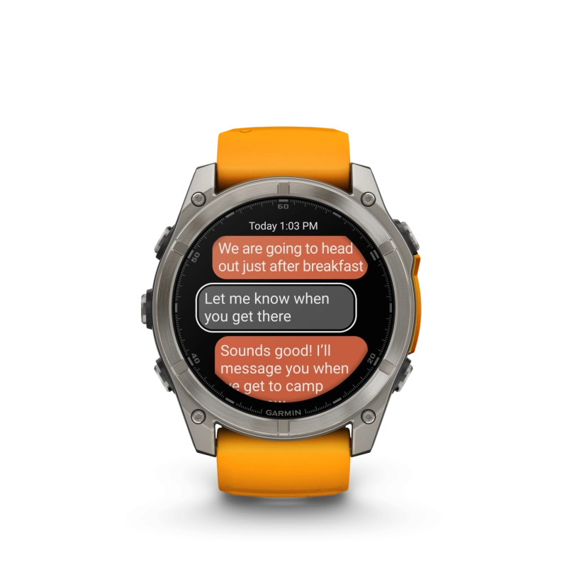 Garmin Fenix 8 - 51 мм AMOLED | SAPPHIRE | Titanium with Spark orange/graphite silicone band