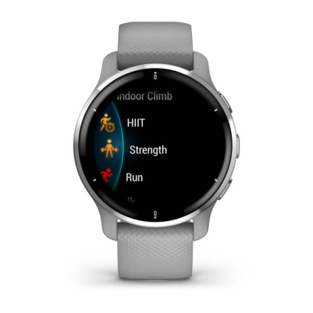 Garmin Venu 2 Plus - 43 мм Премиум-функции | Silver Stainless Steel Bezel With Powder Grey Case And Silicone Band