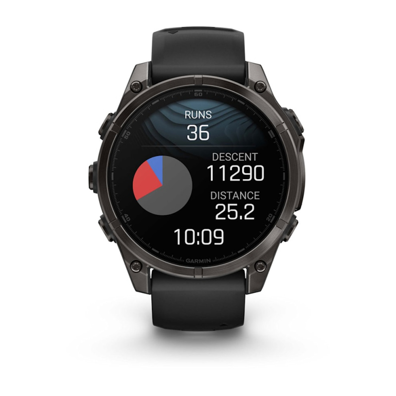 Garmin Fenix 8 - 47 мм AMOLED | SAPPHIRE | Carbon grey DLC titanium with Black/pebble grey silicone band