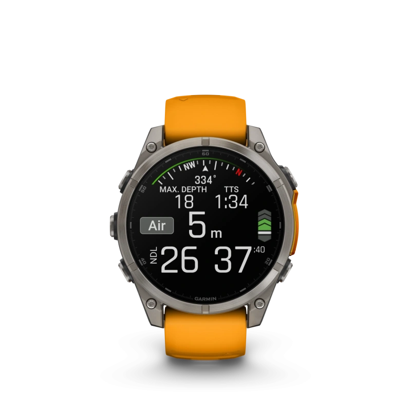 Garmin Fenix 8 - 47 мм AMOLED | SAPPHIRE | Titanium with Spark orange/graphite silicone band