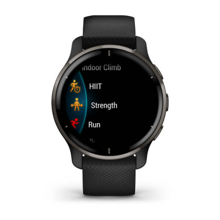 Garmin Venu 2 Plus - 43 мм Премиум-функции | Slate Stainless Steel Bezel With Black Case And Silicone Band