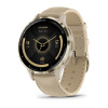 Garmin Venu 3s - 41 мм | Soft gold stainless steel bezel with French grey case and leather band