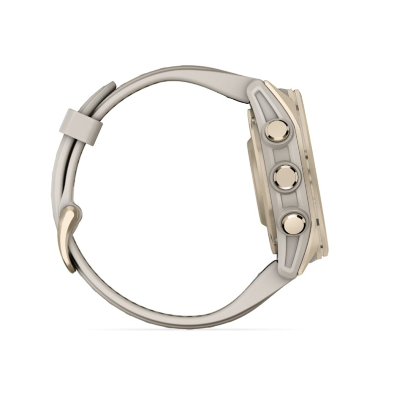 Garmin Fenix 8 - 43 мм AMOLED | Sapphire | Soft Gold with Fog grey/dark sandstone silicone band