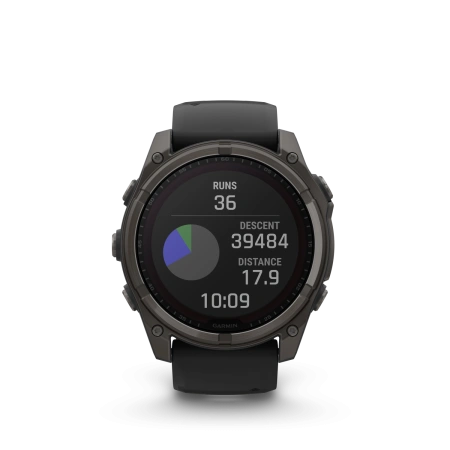 Garmin Fenix 8 - 51 мм SOLAR | SAPPHIRE | Carbon grey DLC titanium with Black/pebble grey silicone band