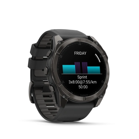 Garmin Fenix 8 - 51 мм AMOLED | SAPPHIRE | Carbon grey DLC with Black/pebble grey silicone band