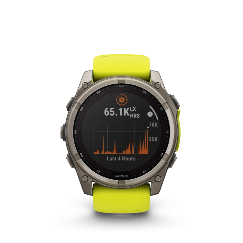 Garmin Fenix 8 - 51 мм SOLAR | SAPPHIRE | Titanium with Amp yellow/graphite silicone band